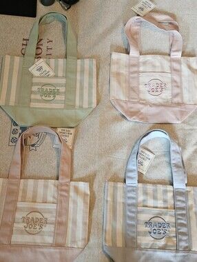 Pastel Stripe Tote Bag - Pink, Green, Blue, Cream Options